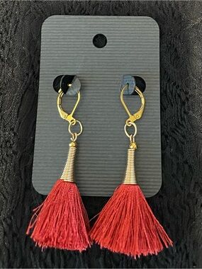 Gold-Tone, Rust/Red Tassel Drop Earrings - Women Jewelry